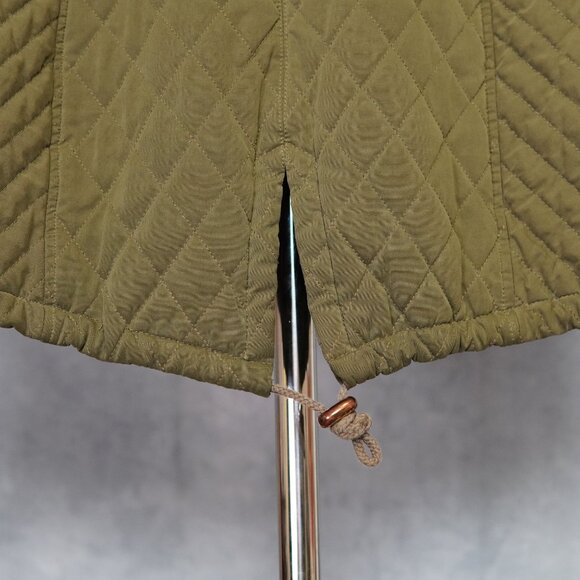 GUESS Women’s Hooded Parka – Quilted Design – Two-Tone Green with Gold Accents - Picture 8 of 9